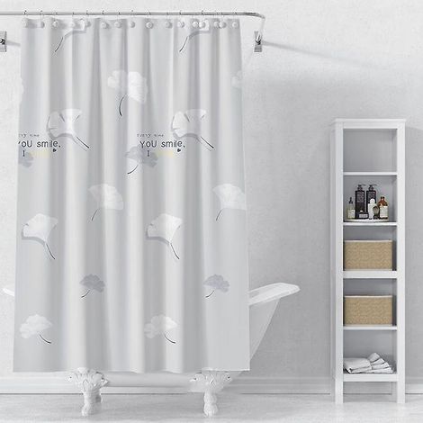 Rideau de bain en polyester 180 x 200 cm, motif ginkgo, 120 x 180 cm (1/5)