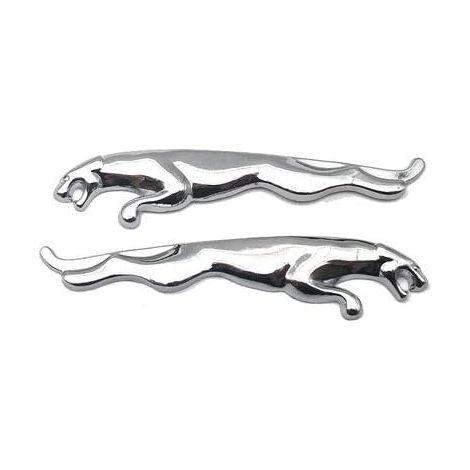 Insigne métallique chromé représentant un jaguar bondissant, 160 mm (1/2)