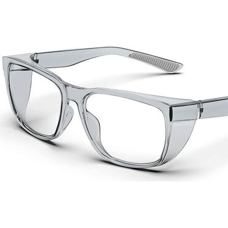 Lunettes de sécurité transparentes avec protection latérale, traitement antibuée, anti-rayures et antidérapant, offrant une protection UV totale. (1/5)
