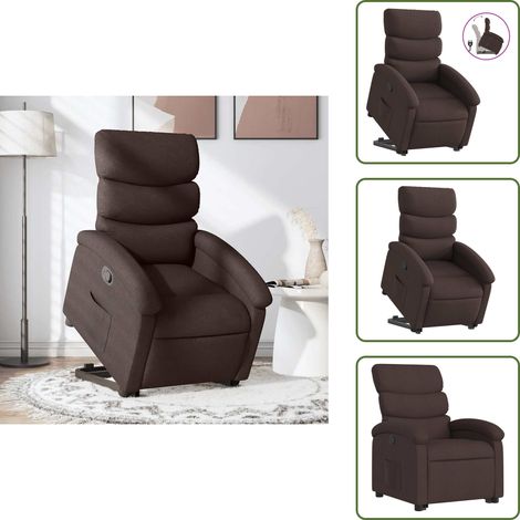 vidaXL Sillón reclinable elevable tela marrón oscuro (1/5)