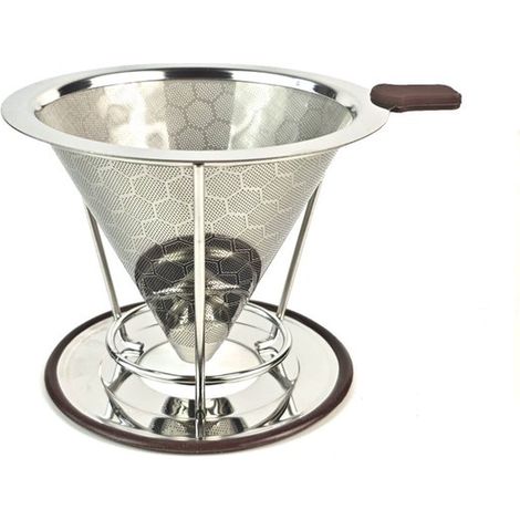 Filterkaffeemaschine mit Edelstahlfilter, leicht zu reinigen, papierloser Filter, konischer Filterhalter mit herausnehmbarer Tasse. (1/5)