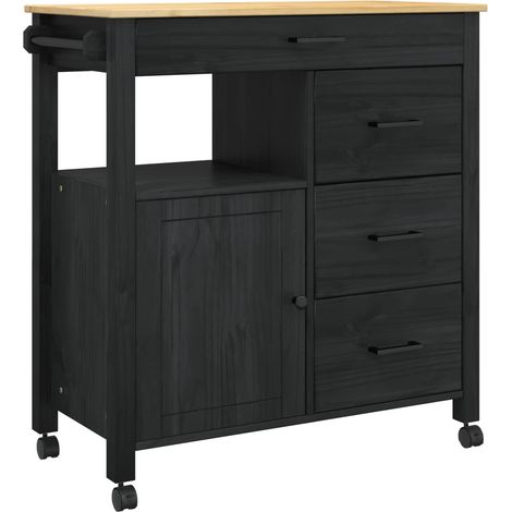 vidaXL Carrello da Cucina MONZA Nero 84 x 40 x 88,5 cm (1/5)