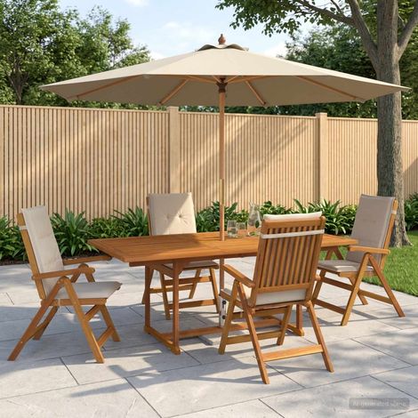 vidaXL Outdoor Dining Set with Parasol 6 pcs 4-Seaters Cream White (1/5)