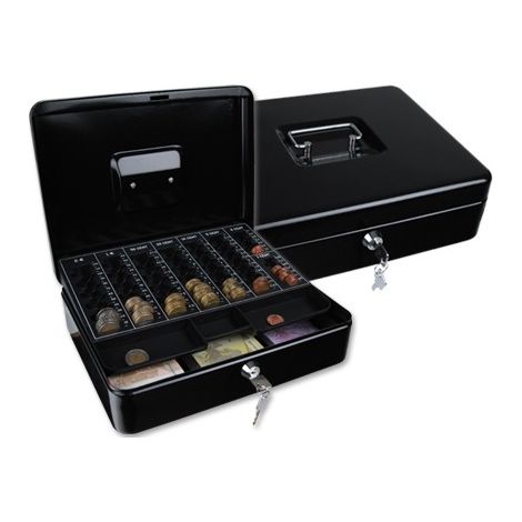 Caja caudales q-connect 12 300x240x90 mm negra con portamonedas