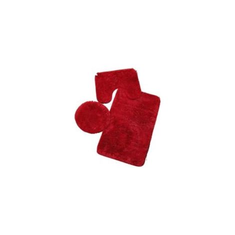 Set di tappetini da bagno Pure Color, 3 pezzi antiscivolo e assorbenti, morbidi, per vasca da bagno e copriwater, lavabili, rossi - Crezuo