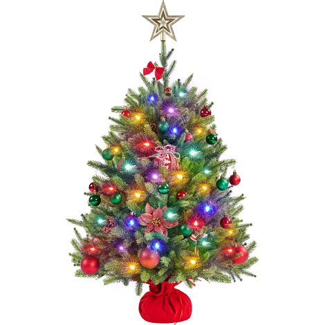 Yaheetech 91 cm Mini Albero di Natale Artificiale con 50 Luci Piccolo da Tavolo con Base Portatile in Miniatura Realistico Ornamenti per Casa Ufficio Interno (1/5)