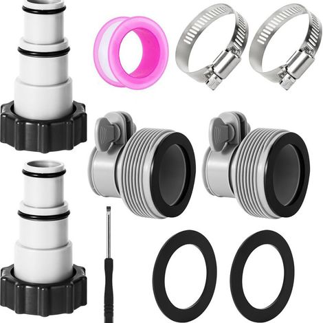 Adaptateur Tuyau Piscine 2PCS pour Raccord Ø32/38mm Compatible Intex Connexion Filtration Durable Ruban en PTFE (1/5)