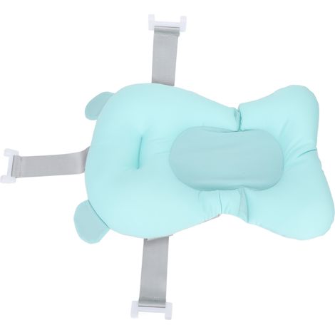 Coussin de bain pour bébé, matelas flottant à 3 points de soutien, antidérapant, en maille, pour nouveau-né et nourrisson, vert. (1/5)