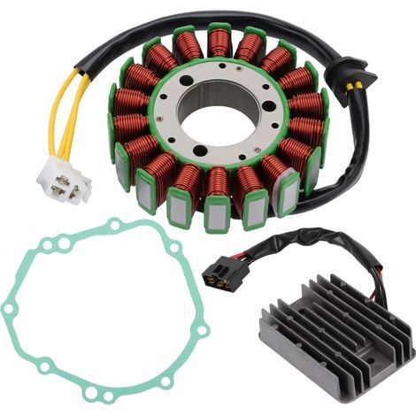 Compatible avec les motos des séries Suzuki GSXR600/750/1000, ce kit en trois pièces comprend un ensemble stator de bobine, un redresseur et un joint d'étanchéité en papier pour une génération d'énerg (1/4)