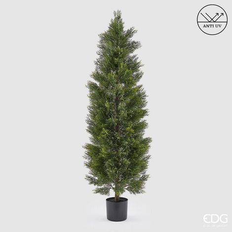 EDG Enzo De Gasperi Pianta Artificiale Cipresso H 180 Cm Verde con Vaso – Anti UV per Interno ed Esterno (1/3)