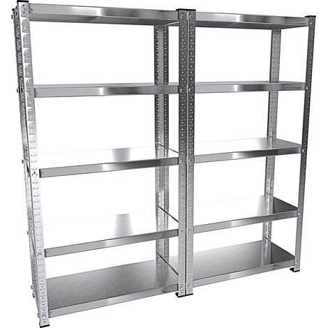2 Scaffali In Metallo Scaffale Con 5 Ripiani Regolabili Ideale Per Garage Officina Cantina Capannone Magazzino Design Modulare 187 x 100 x 30 cm - Set: 2 Pezzi (1/4)