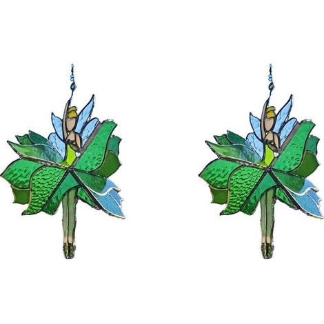 2X Dancing Lady Vitrail Spinner Décoration D'Extérieur à Suspendre Décorations de Jardin Décoratif Wind Spinner Papillon D'Extérieur C (1/3)