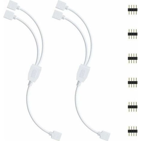 Kit de connecteurs pour ruban LED, 2 pièces Séparateur de Bande LED 4 Broches 1 à 2 Câble Diviseur Connecteur à 4 Broches (1/5)