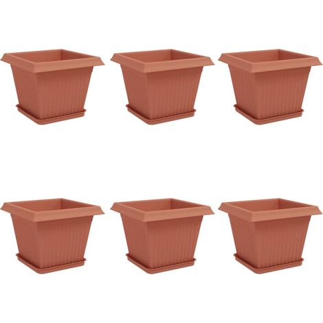 Maison Exclusive - Blumentöpfe 6 pcs Ziegelrot 28,5 x 28,5 x 22 c