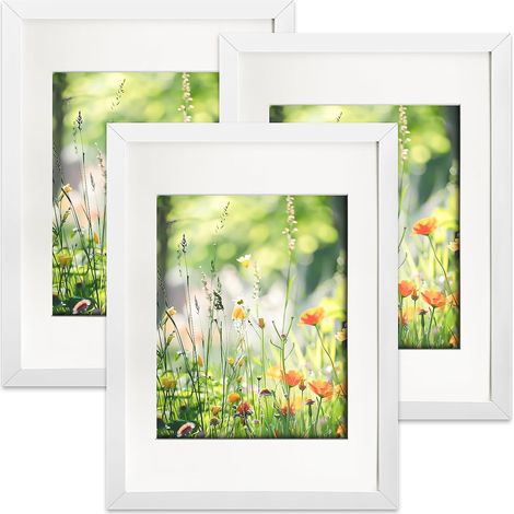 A4 Wooden Picture Frame, Set of 3, 21 x 29.7 cm with Shatterproof Acrylic Sheet, Wall Mount and Desk, with 15 x 20 cm Mount, for Living Room, Bedroom, Office (1/5)