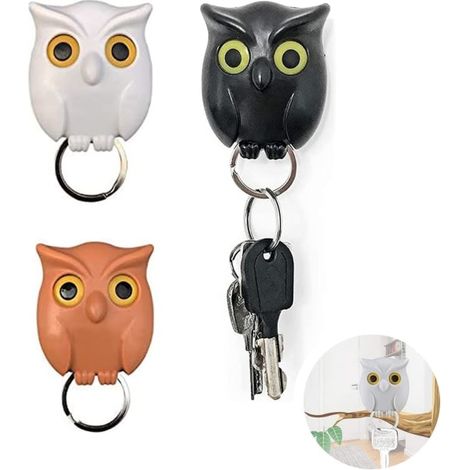 Lot de 3 crochets porte-clés hibou, crochet porte-clés magnétique mural H (1/5)