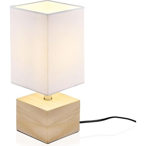 Lampe de Chevet Decoration Moderne, Atmosphère Esthétique Lampe de Table Lecture Soin pour Les Yeux en Bois Nature Eclairage de Chambre Salle (BLANC) [Classe énergétique A++] -RAPANDA (1/5)