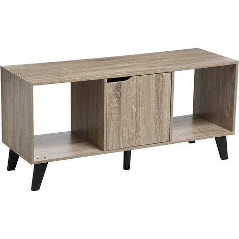 Meuble TV en bois coloris naturel - longueur 100 x Profondeur 32 x Hauteur 47 cm (1/4)