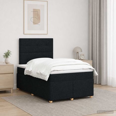 vidaXL Cama box spring con colchón Negro 120 x 190 cm Tela (1/5)