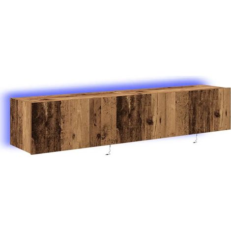Mueble TV de pared moderno con iluminación LED ambiente cautivador 80 x 35 x 31 cm en madera antigua 020051933 (1/5)