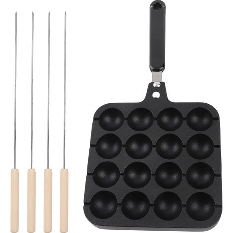 Poêle à Takoyaki en Aluminium - Plaque Ronde Antiadhésive pour Cuisson Gaz et Électrique avec 4 Broches Offertes (1/4)