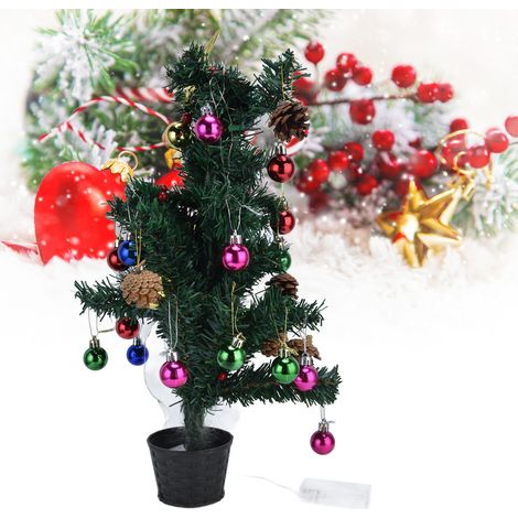 Beleuchteter Weihnachtsbaum mit Dekoration, Weihnachtsgeschenk fürs Büro, robuste Mini-Weihnachtsdekoration (1/5)