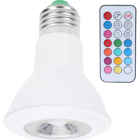Projecteur RGBW 10 W avec télécommande et minuterie, ampoule E27 à changement de couleur, 85-265 V (1/5)