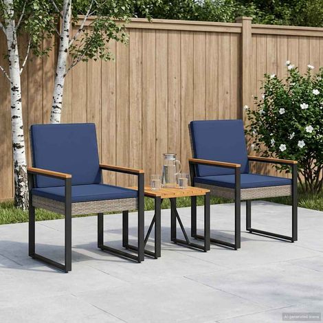 vidaXL Ensemble de meubles d'extérieur 3 pcs Gris et bleu marine