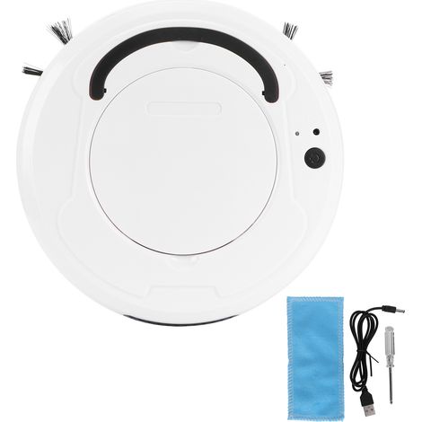 Robot Aspirateur Intelligent 3-en-1 avec USB, Nettoyage Maison Automatique, Blanc (1/5)
