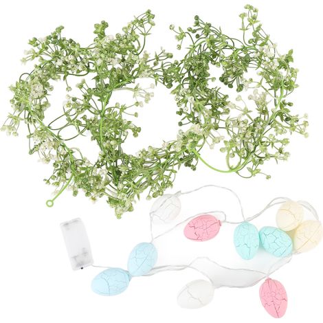 Color Egg Garland Decor Glowing Eggs Floral Vine String for Fireplace Mantel Staircase Door Window Decoration (1/5)