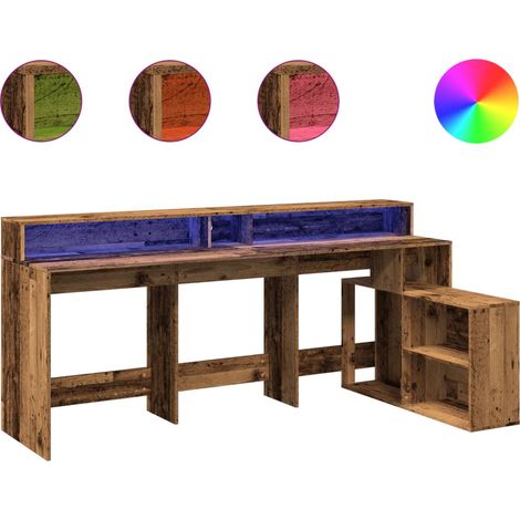 Maison Exclusive - LED-Schreibtisch Altholz-Optik 200x104x91 cm H