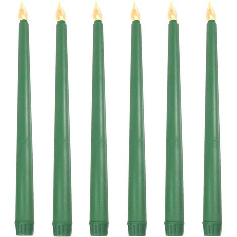 Lot de 6 bougies coniques sans flamme à piles, fausses bougies décoratives-28.00X2.00X2.00CM-Green