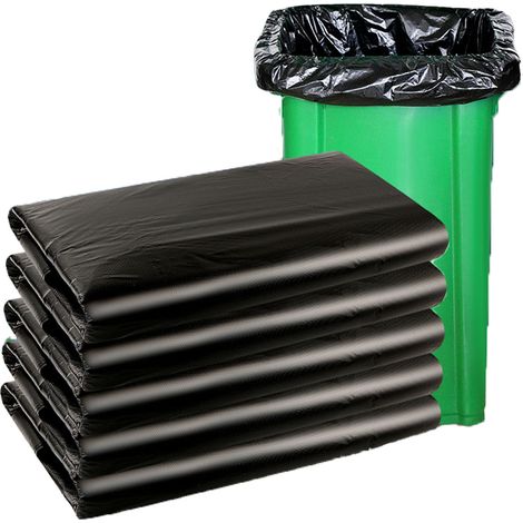 50 pièces sacs poubelle noirs 50x60 cm grands épais jetables professionnels à ouverture plate (1/4)