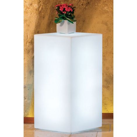 Cubo fioriera LED multicolor da esterno in poliporpilene con batteria solare ricaricabile e telecomando Happy Cube