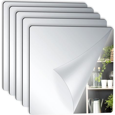 GENERIC-Lot de 5 autocollants pour miroirs, carreaux muraux pour miroirs. Autocollants décoratifs en acrylique à coller pour la cuisine, la salle de bains, le salon et les miroirs muraux (1/5)