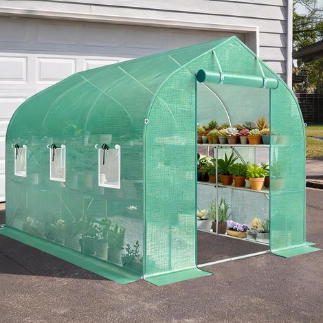 Serre de jardin Serre tunnel 6m² avec étagères acier galvanisé (1/5)