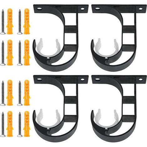 Supporti per bastoni per tende - Aste per tende - Tende appese - Alluminio rinforzato - Set da 4 - Nero (1/5)