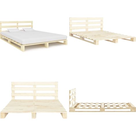 Cadre de lit de palette sans matelas bois massif pin 180x200 cm - Cadre De Lit - Lit Plateforme - Lit En Bois - Lit Double - Meuble Chambre - Home & Living (1/5)