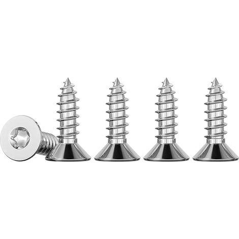 100pcs M3 x 12 Vis à bois à tête fraisée Torx entièrement filetée pour aggloméré A2 Vis autotaraudeuses en acier inoxydable Quincunx standard Fixation à filetage complet pour le travail du bois (1/5)