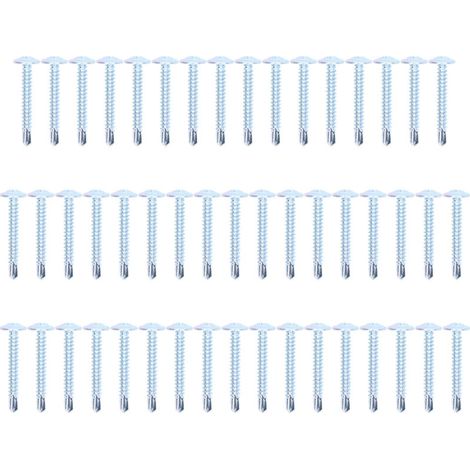 50 Vis autoforeuses galvanisées en acier carbone, tête cruciforme, rondelle plate incluse, 4.2x32mm, lot de 50 pièces
