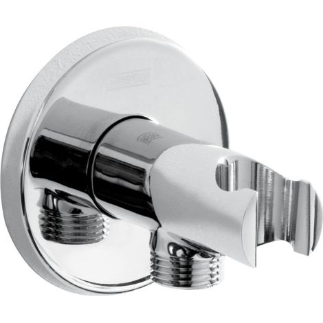 Bristan C WORD02 C Contemporary Round Wall Outlet with Handset Holder Bracket Chrome