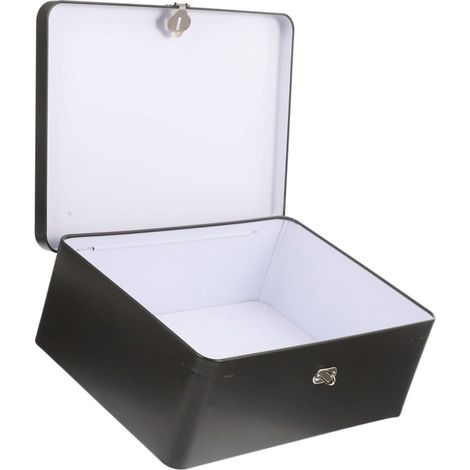 Boîte En Fer Blanc Vintage Avec Serrure Et Clé, Moyenne Taille, Boîte De Rangement Décorative Pour Bureau Et Maison, Usage Multifonctionnel, Coffret Sécurisé Pour Petits Objets (1/5)