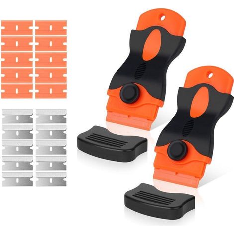 Set de 2 grattoirs pour plaques de cuisson avec 20 lames  Grattoir pour vitrocéramique et cuisinières