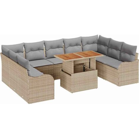 Maison Exclusive - Set Divano da Giardino 10 pz 9-Numero di posti (1/5)
