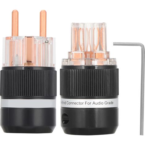 Prise Audio Monosaudio Transparente en Cuivre Pur - Connecteur d'Alimentation 100-250V E101/F101 (Mâle/Femelle)