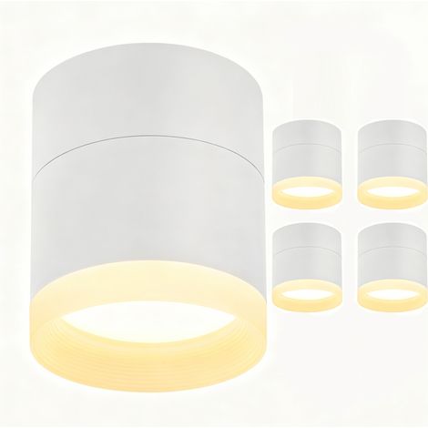 GBLY Aufbauspot LED Aufbaustrahler Rund im 4er Set Weiß Deckenstrahler 5W Kleine Spots Aufbauleuchte GX53 Warmweiß Flach Aufputz Strahler Deckenspot 3000K Acryl Deckenlampe für Flur Wohnzimmer Schlafz