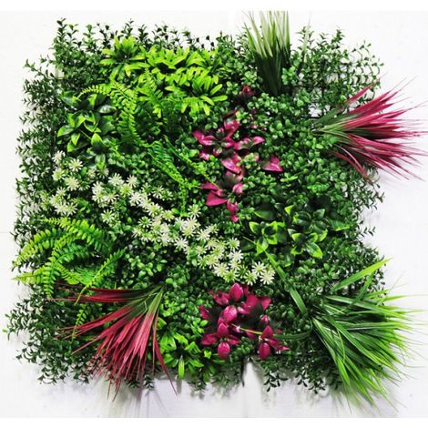 Mur Vegetal Artificiel Interieur - Décoration de Feuilles Fausse pour Jardin, Mariage, Salon, 50×50cm, Pour Ambiance Zen et Nature (1/5)