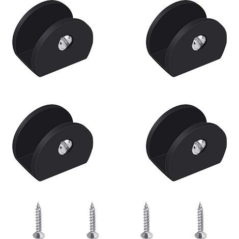 Ineasicer Pince à Verre, 4 Pièces de Support d’Étagère en Verre Support Tablette Verre Noir, Fixation Tablette Verre Réglable, Demi-Rondes, en Alliage d'Aluminium, Pour Verre de 6 à 8 mm d'Épaisseur (1/5)