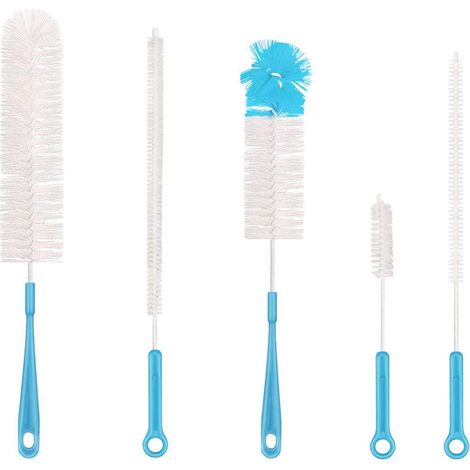 Brosse de nettoyage longue pour bouteilles, brosse à vaisselle et à légumes à long manche pour le lavage des bouteilles à col étroit (bière, eau). (1/5)