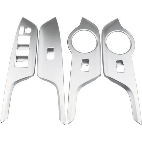Cache de panneau de commande de lève-vitre en ABS style fibre de carbone (argenté), compatible avec Toyota C-HR CHR 2016-2018 (1/5)